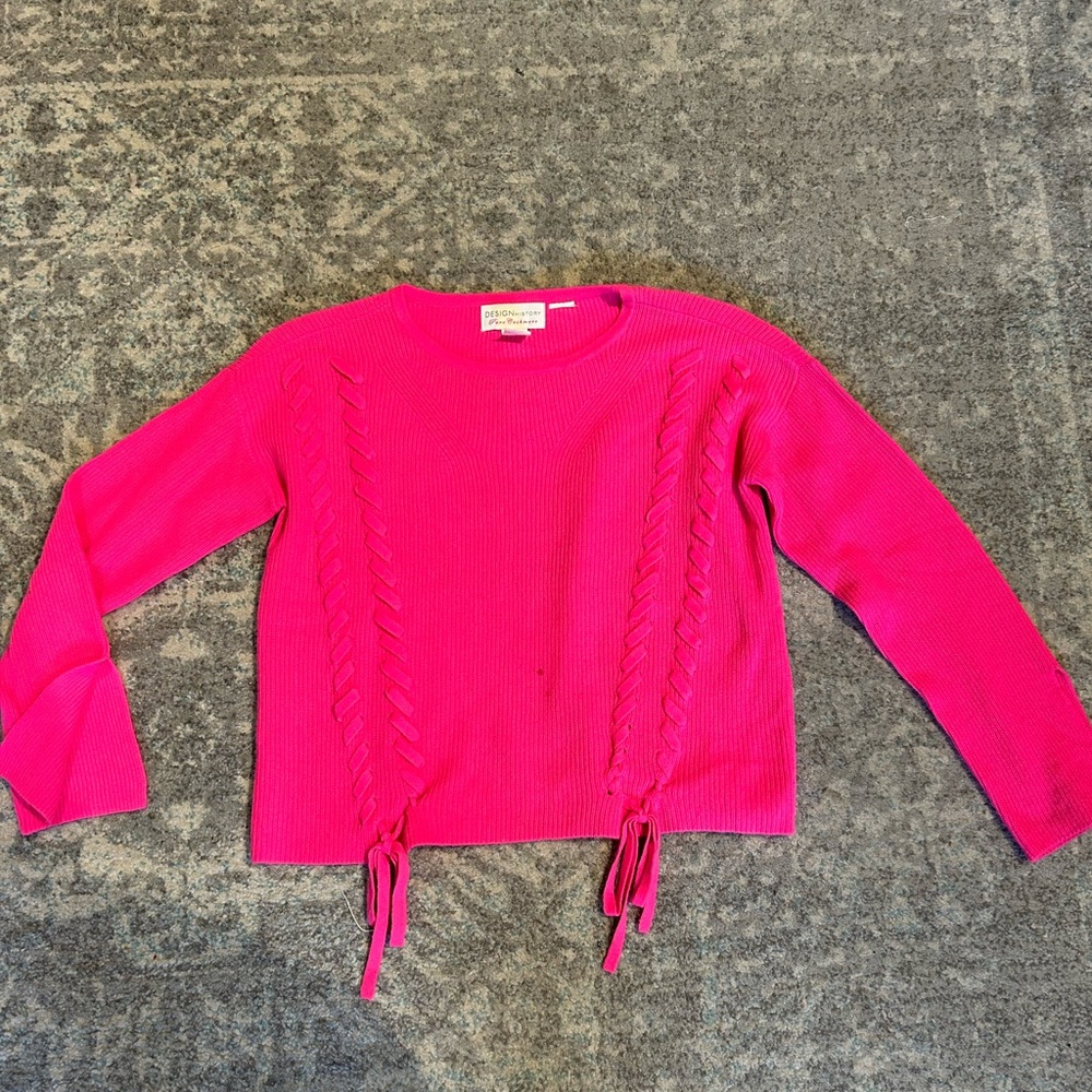 Design History Cashmere Hot Pink Sweater with Braided Details